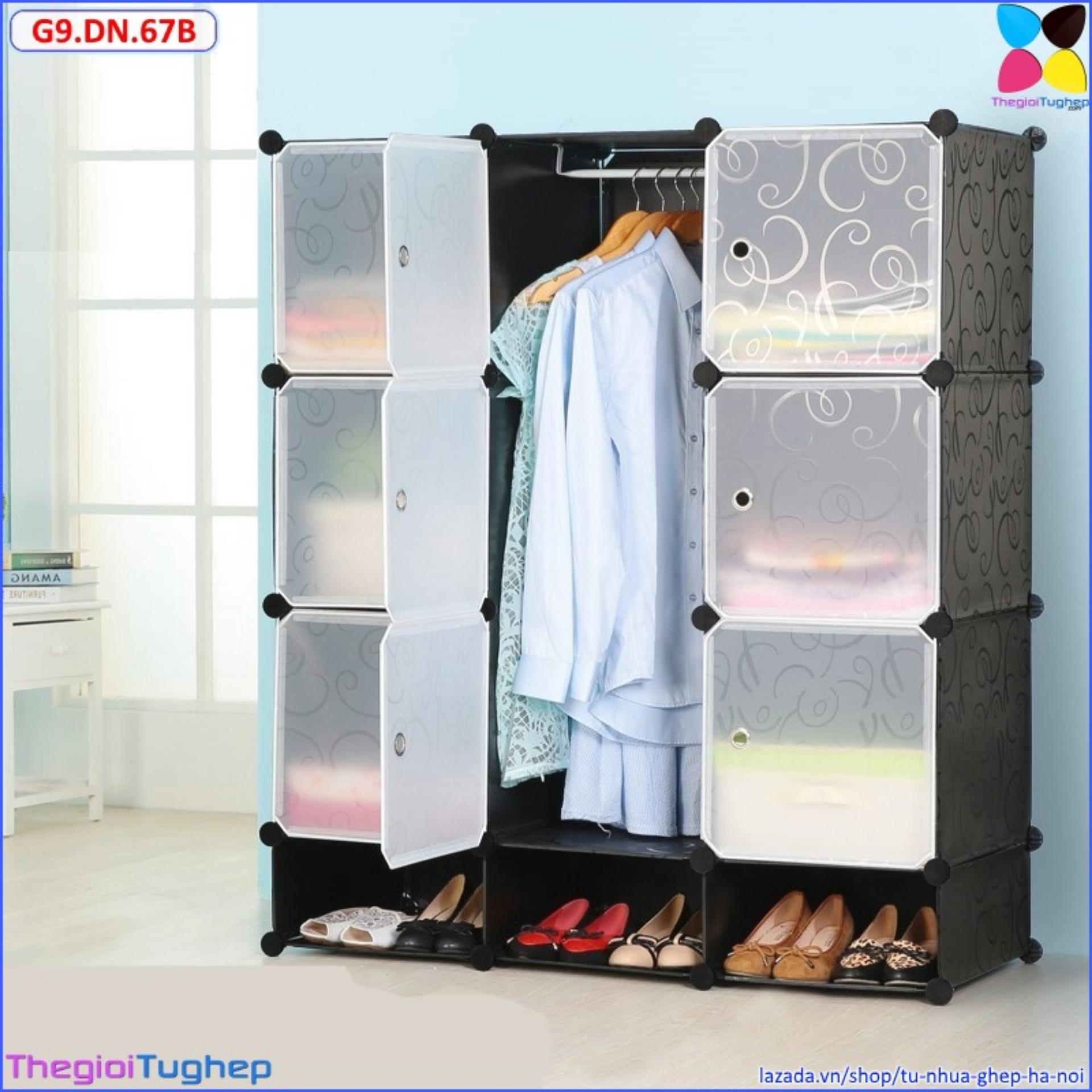Tủ nhựa lắp ghép 9 ô và 3 ô giầy, cánh trong -g9.dn.67b