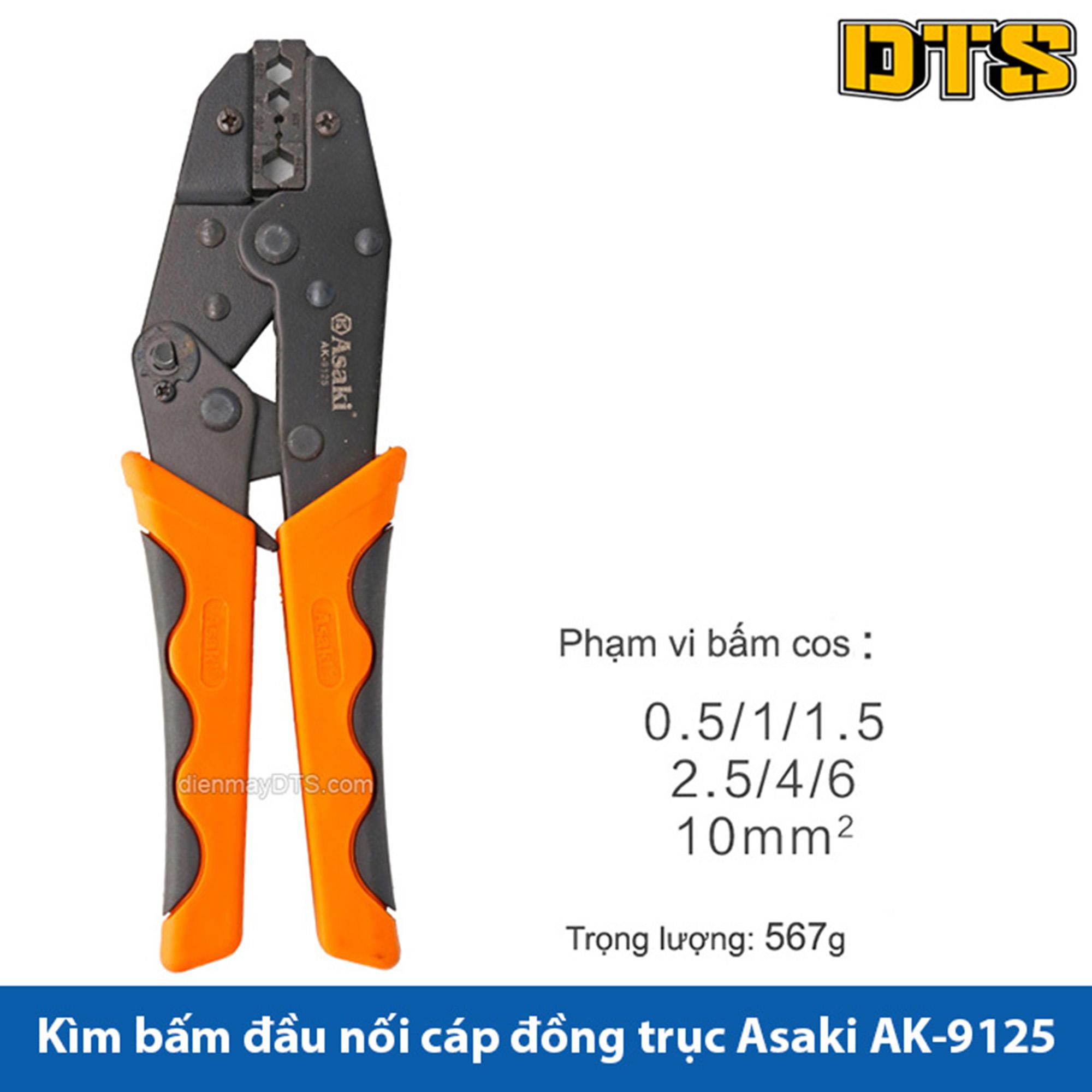 Kìm bấm cos nối cáp đồng trục asaki ak-9125 0.5 ~ 10mm2 - kềm bấm cos nối cáp đồng trục - kìm bấm đầu cosse asaki