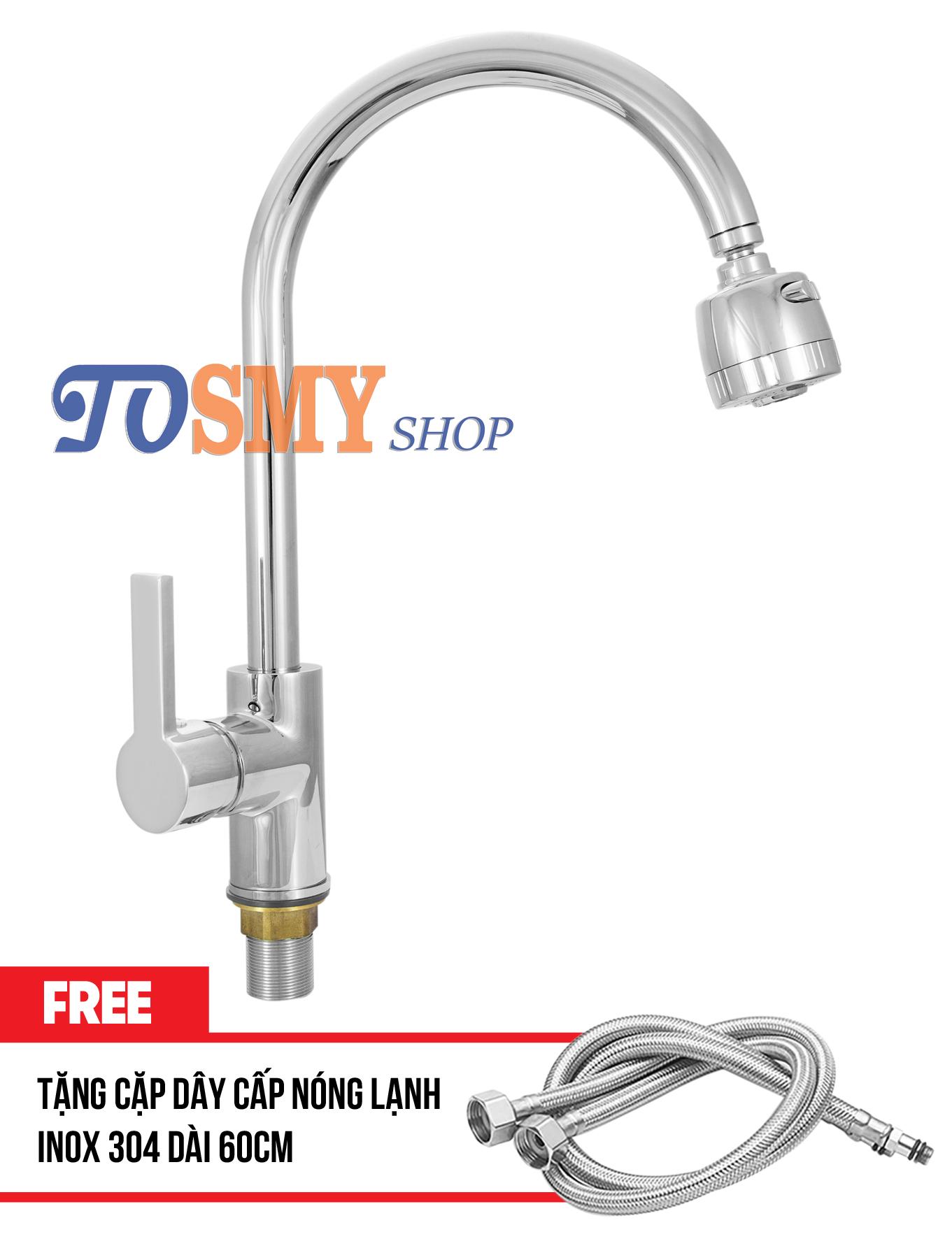 Vòi rửa chén nóng lạnh massage cn12 – tặng kèm cặp dây cấp nóng lạnh inox 304 dài 60cm