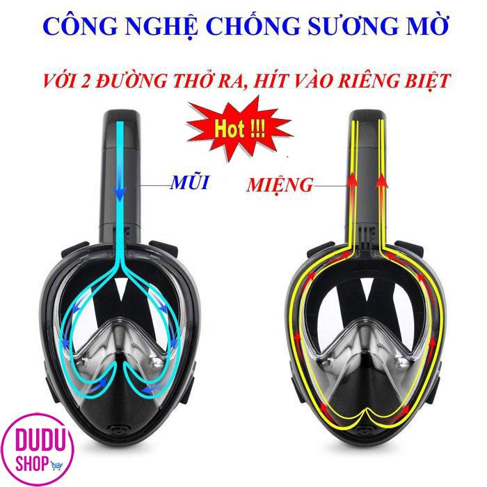 Store Selling Children's Swimwear in Ho Chi Minh City. Buy Now Full Face Scuba Diving Mask with 180 Degree View and Snorkel, Good Water Blocking, Can Attach Action Camera for Comfortable Experience at the Bottom of the Ocean