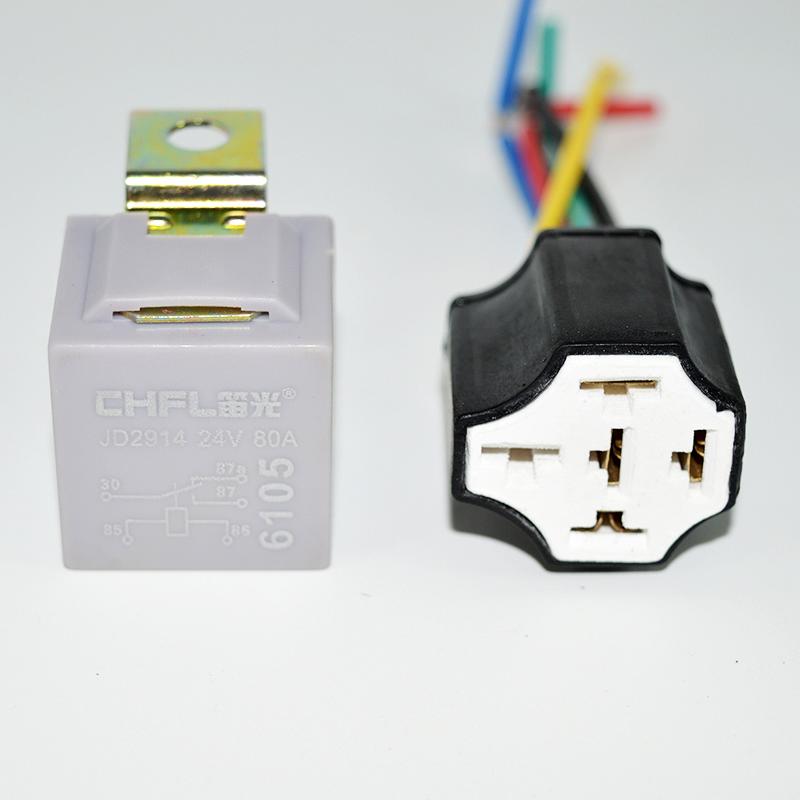 Relay 5 chân và đuôi cắm dùng trên Oto/Xe máy 24V 80A chống thấm nước