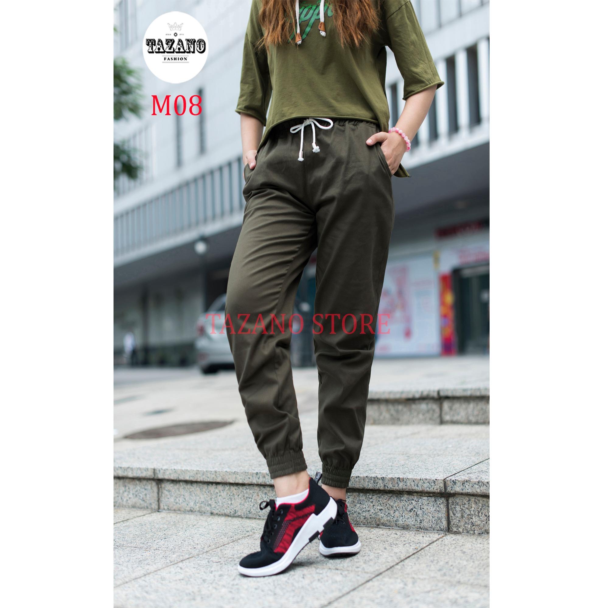 Quần Jogger Kaki Nữ Co Giãn 4 Chiều - Hàng Xuất Khẩu (Màu Xanh Rêu)