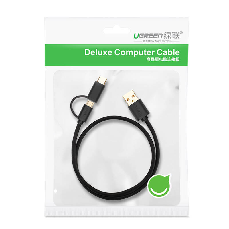 Dây USB đa năng 2 trong 1 đầu ra Micro-USB và USB Type C dài 0.25-2M UGREEN US142 Dây USB đa năng 2 trong 1 đầu ra Micro-USB và USB Type C dài 0.25-2M UGREEN US142