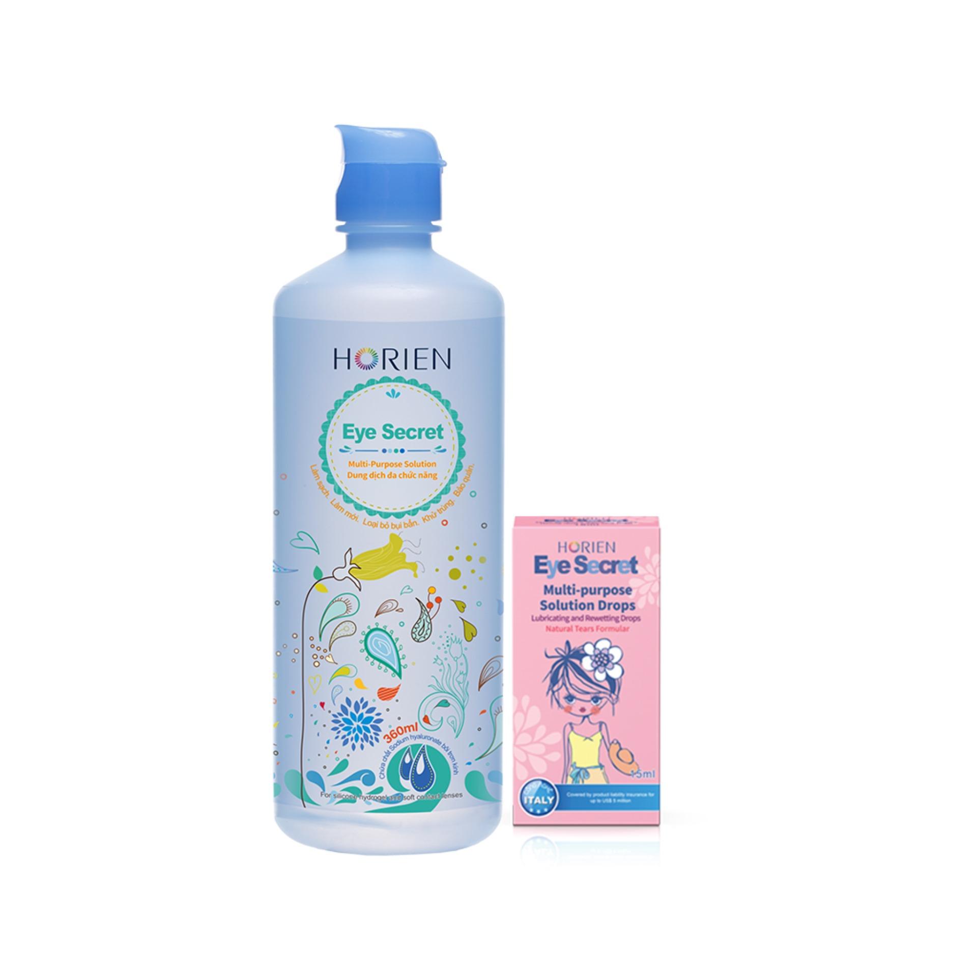 Bộ  Dung Dịch Ngâm Kính Đa Chức Năng 360ml và Nước nhỏ mắt 15ml Eye Secret