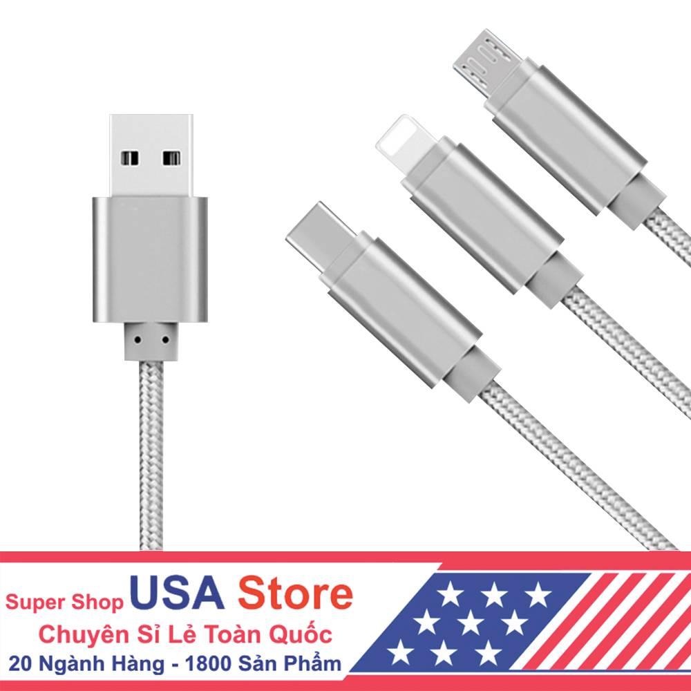 Cáp sạc 3 đầu t3 dây vải gpks1048