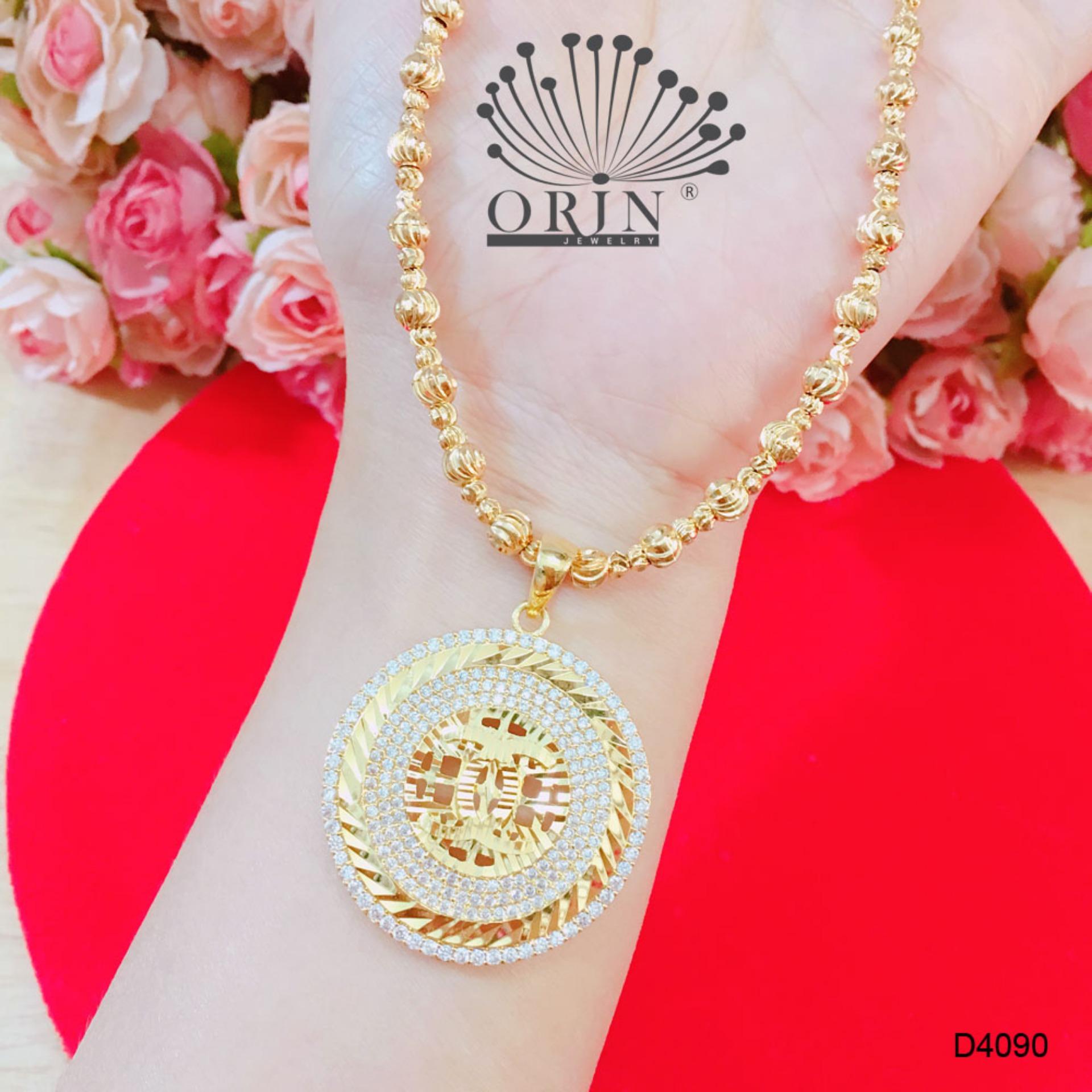 Dây chuyền nữ dạng bi mặt chữ x viền tròn đính đá cao cấp Orin D4090 - Long Tien