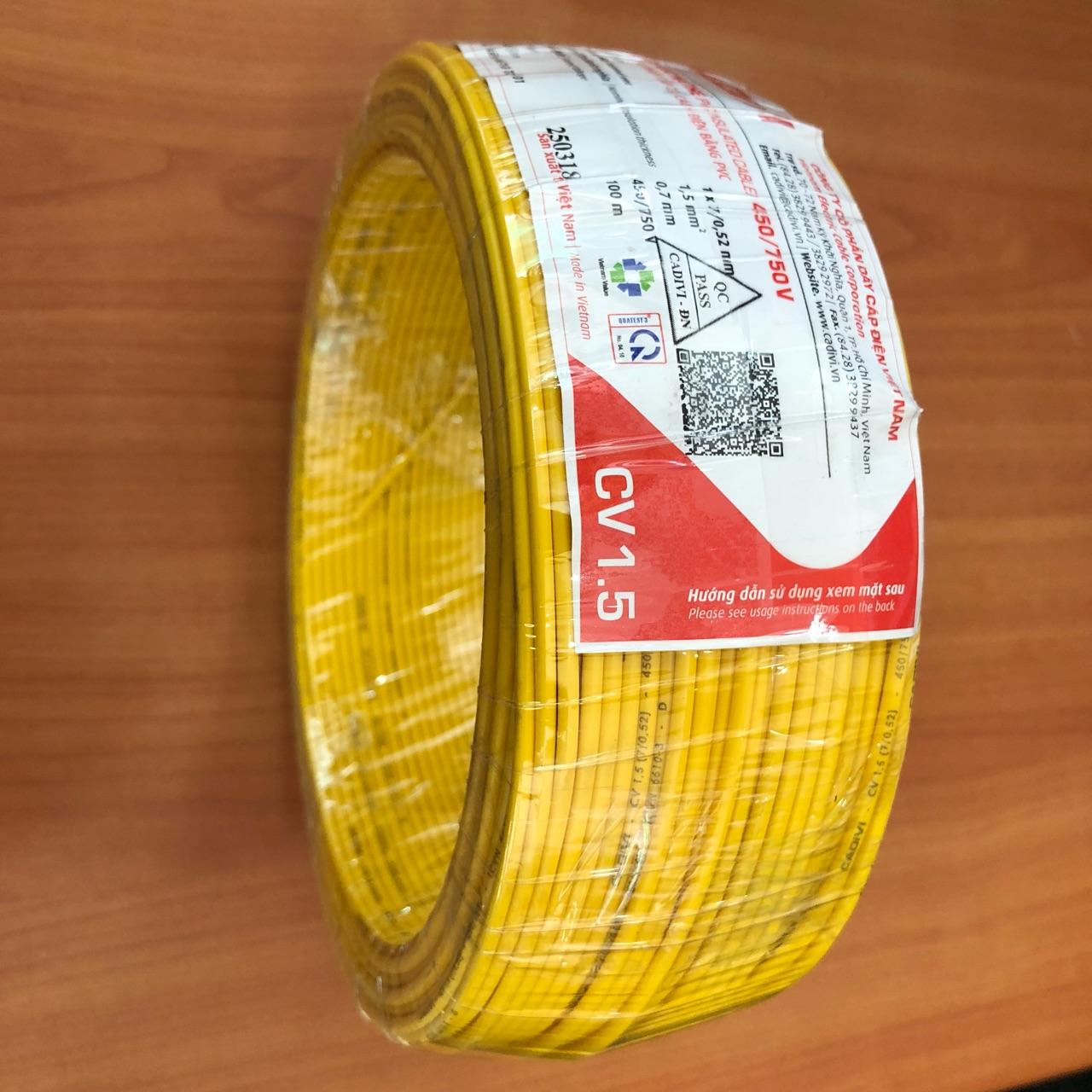 [HCM]Dây điện đơn Cadivi CV 1.5 100 mét