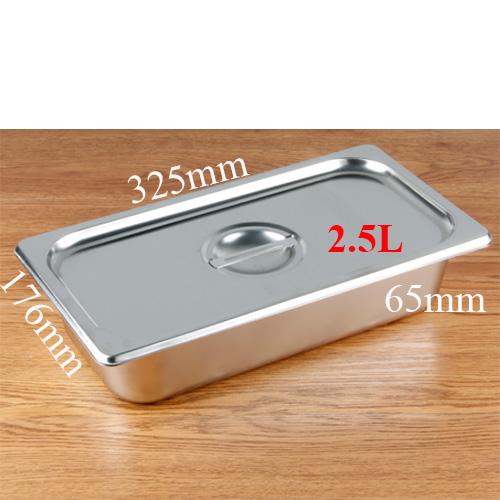 (inox dày) Khay inox có nắp đựng kem, thức ăn tiệc buffet GN 1/3x65