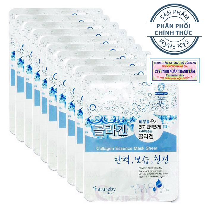 [HCM]Bộ 10 miếng mặt nạ dưỡng trắng da Collagen – Natureby Collagen Essence mask Sheet ( HÀNG CHÍNH HÃNG )