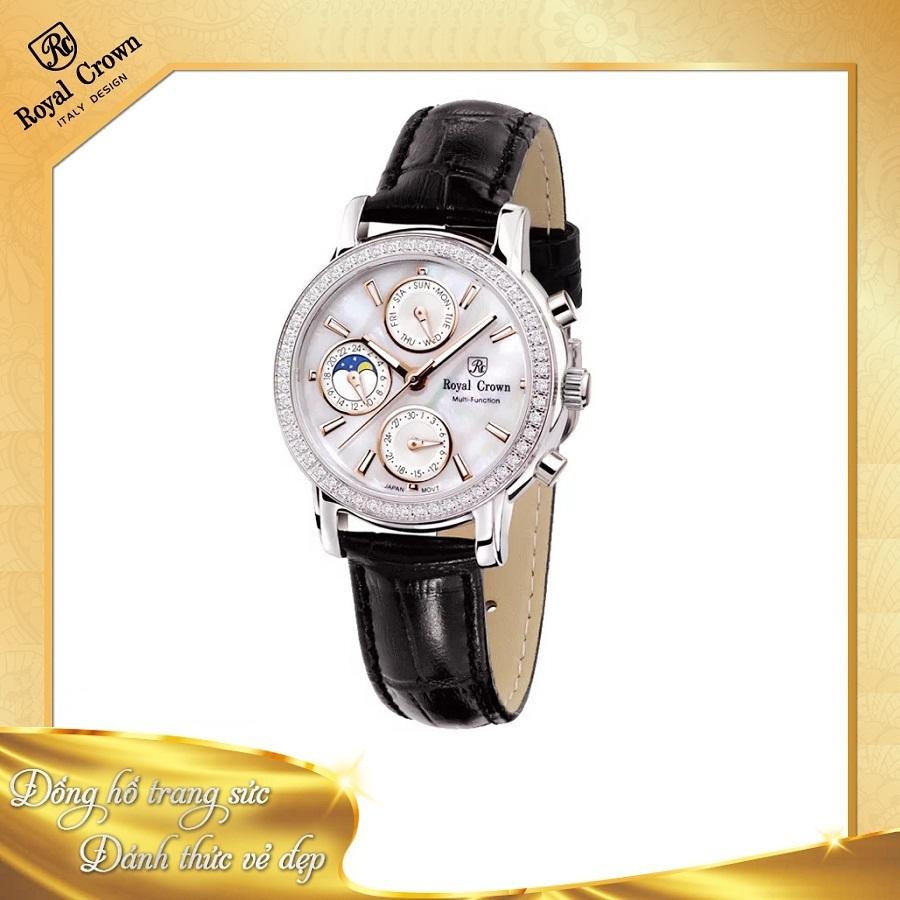 Đồng hồ nữ chính hãng Royal Crown Italy 6420 dây da đen