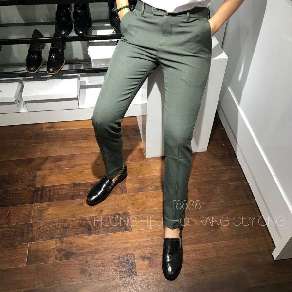 Quần Âu Nam Vải Chéo cao cấp Màu Rêu Nhạt