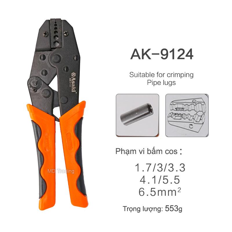 Kìm bấm đầu cos nối asaki ak-9124 1.7 ~ 6.5mm2