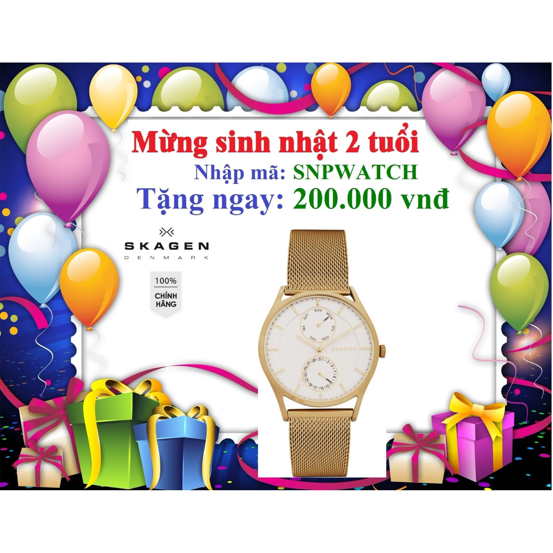 Đồng hồ nam thời trang đan mạch skagen skw6173 vàng unisex watch 5 kim - mặt 40mm