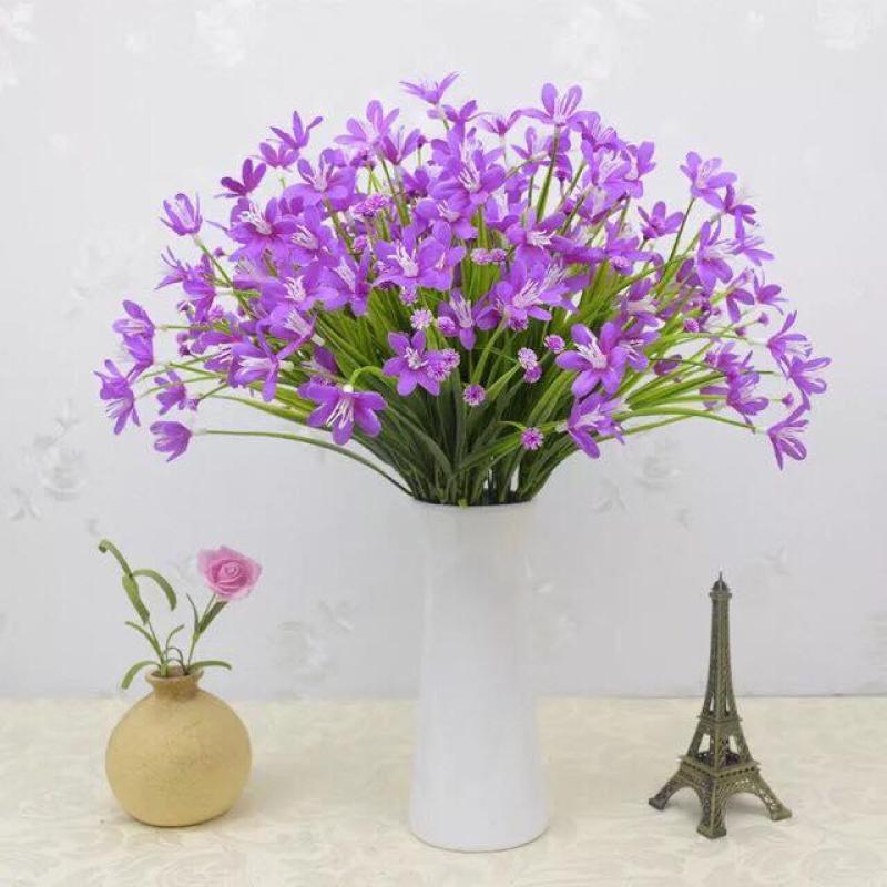 Hoa giả, cành hoa thủy tiên HTT-35 (1 cành 24-28 bông hoa), bông giả trang trí nhà cửa, để bàn trà phòng khách, phòng ngủ, làm giỏ hoa treo tường, làm hàng rào hoa để cầu thang, ban công, giếng trời