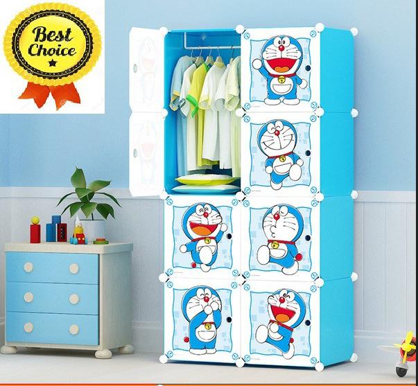 Tủ nhựa ghép 8 ngăn cao cấp mẫu đôrêmon