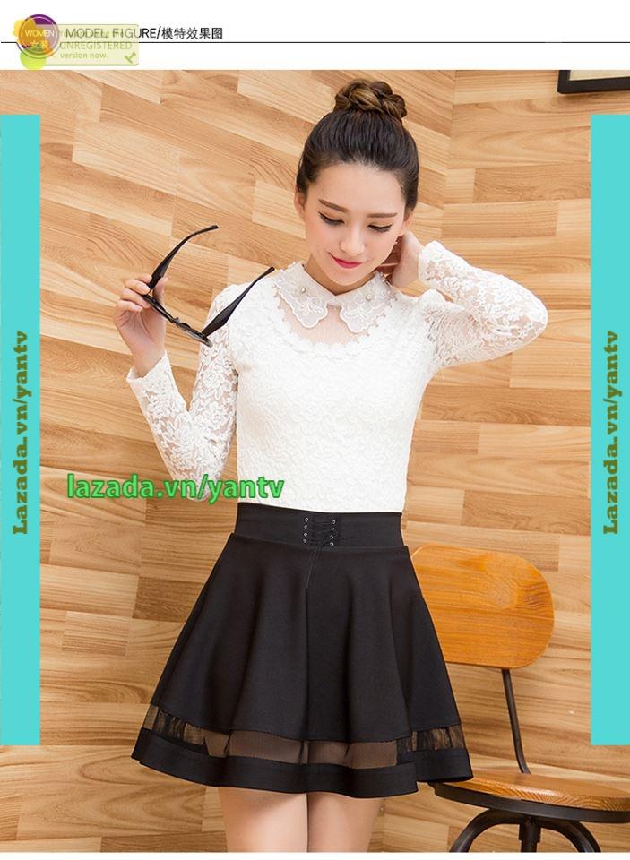 Chân váy nữ phối lưới thắt dây MT201 xinh xắn Yantv
