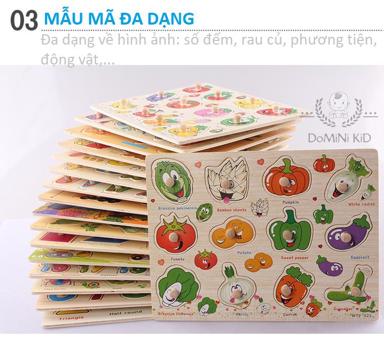 [HCM]Bảng ghép hình bằng gỗ cho bé học tiếng anh có núm