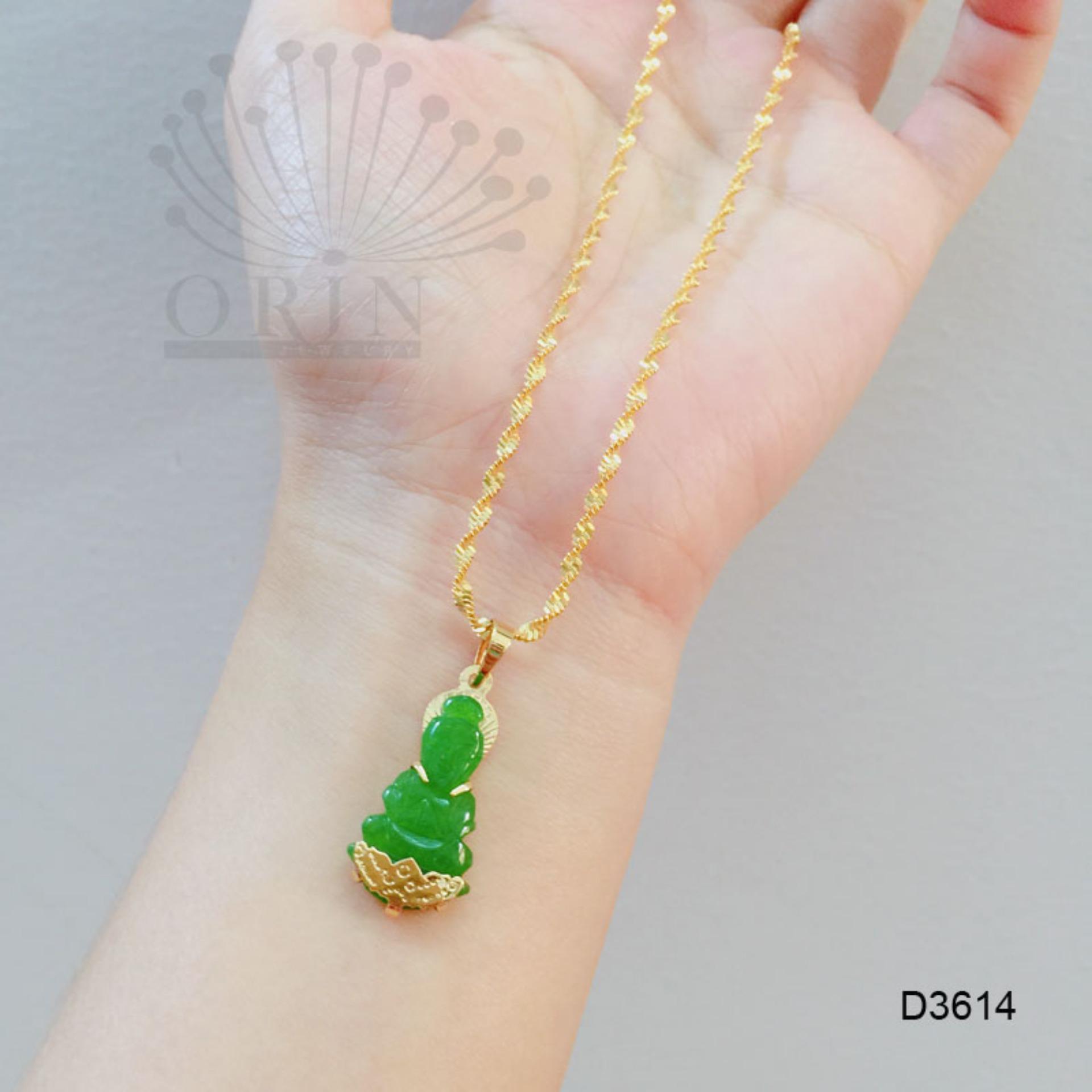Kiềng đeo cổ nữ dạng dẹp mặt táo đính đá cao cấp Orin D3641 đẳng cấp