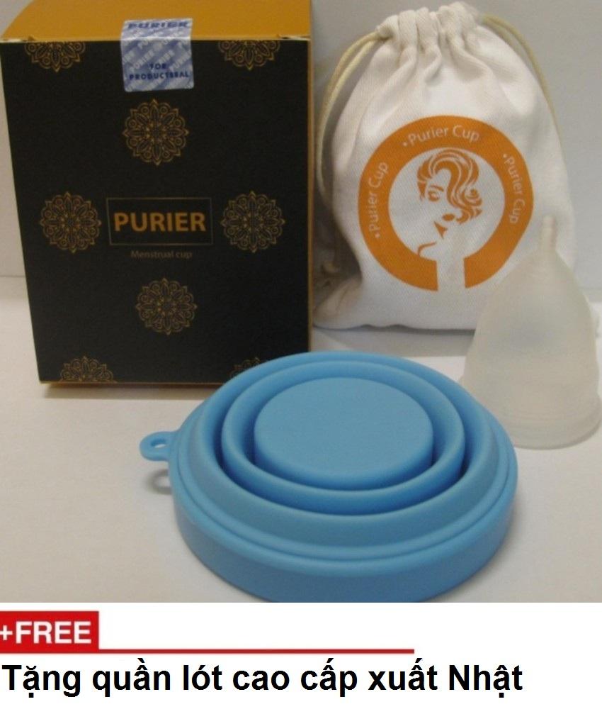 Bộ  cốc nguyệt san PURIER Canada + kèm cốc tiệt trùng  ( hàng nhập khẩu) + tặng quần lót