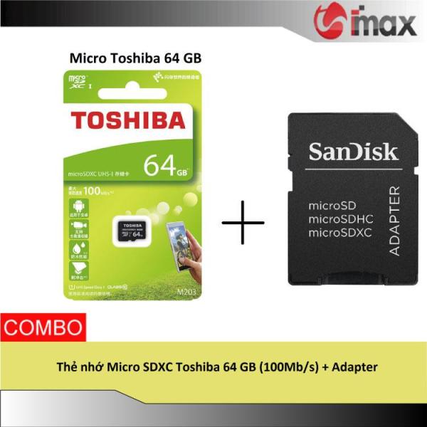 Thẻ nhớ Micro SDXC Toshiba 64 GB (100Mb/s) + Adapter
