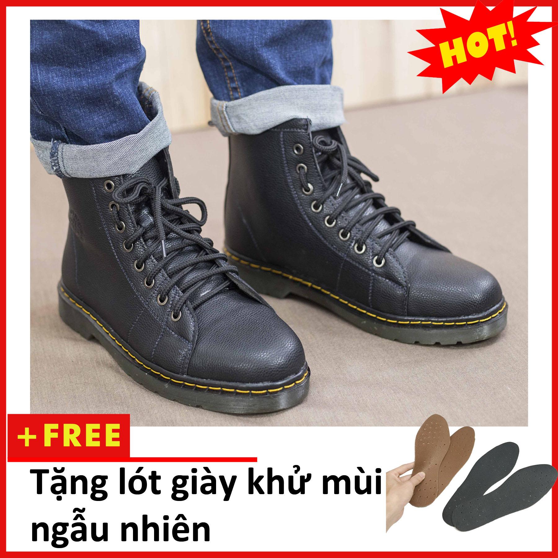 COMBO Giày boot nam - Giày đốc nam cao cổ phong cách bụi bặm + Tặng lót da