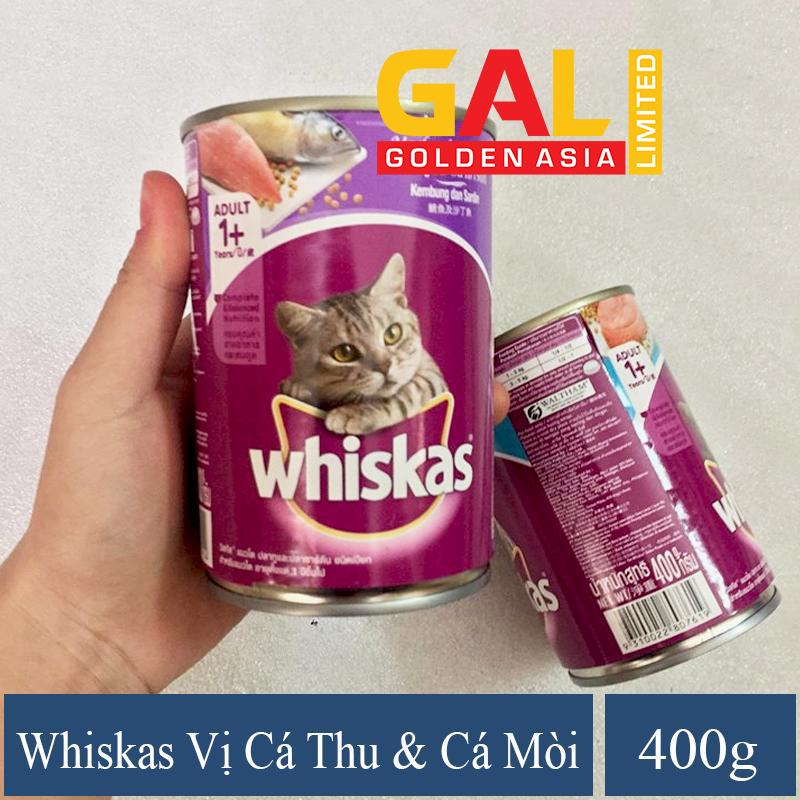 Hộp thức ăn mèo Whiskas Cá Thu và Cá Mòi 400gr Galvietnam gal00324