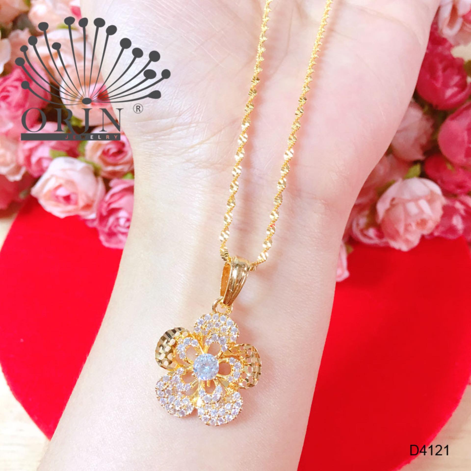Dây chuyền nữ dạng xoắn mặt hoa mai lưới cách điệu trang sức cao cấp Orin D4121 thời thượng