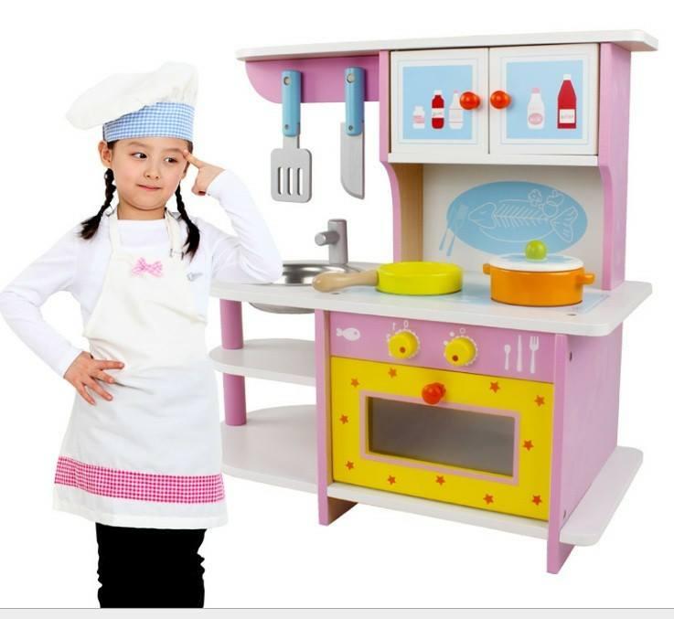 Bộ đồ chơi bếp nấu ăn màu hồng bằng gỗ| Đồ chơi nấu ăn| Đồ chơi gỗ cho bé| Đồ chơi nhà bếp | Tubimart