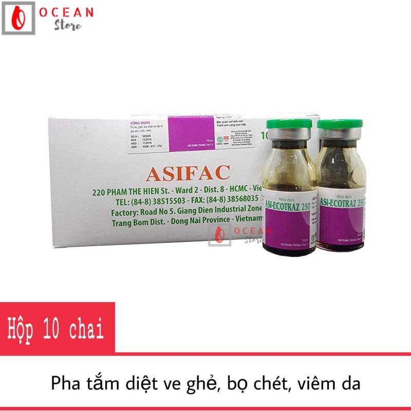 Thuốc pha tắm trị ve ghẻ, bọ chét, viên da cho vật nuôi - 1 hộp Asi-Ecotraz 250 (Dung dịch đậm đặc)