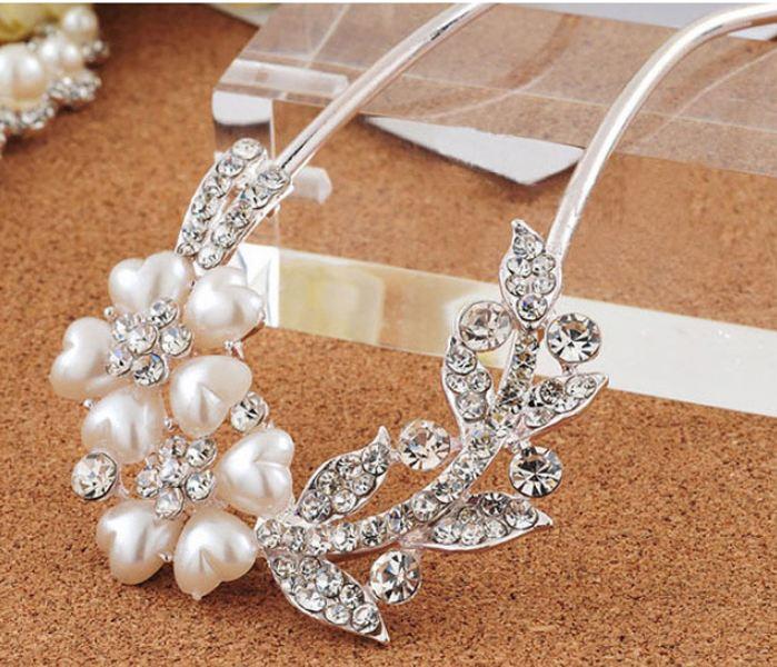 Fang fang Cưới Trang Sức Cô Dâu Ngọc Trai Pha Lê Hoa Trâm Cài Tóc Cô Dâu Kẹp Tóc Phụ Kiện Trâm cài tóc
