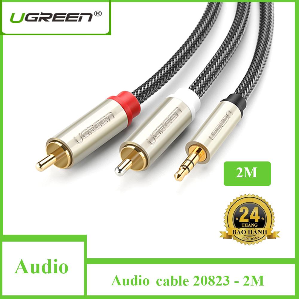 Dây cáp âm thanh cáp loa 3.5mm ra 2 RCA Ugreen dùng nghe nhạc từ điện thoại máy tính ra loa âm ly - 20823 dài 2M
