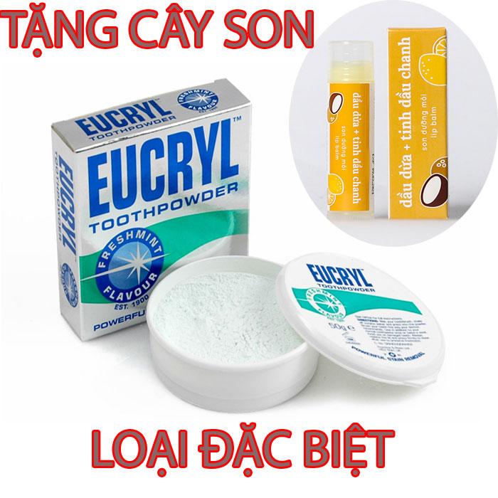 [HCM]Bột tẩy trắng răng EuCryl của Anh tặng cây son môi Lip Balm