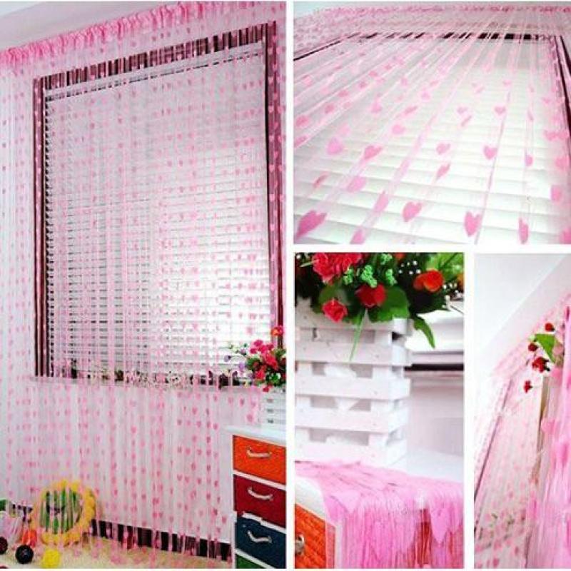 Rèm cửa, rèm cửa sổ trang trí nhà cửa, rèm cửa trái tim độc đáo, chất liệu vải cotton mềm mại có kích thước 186cmx100cm