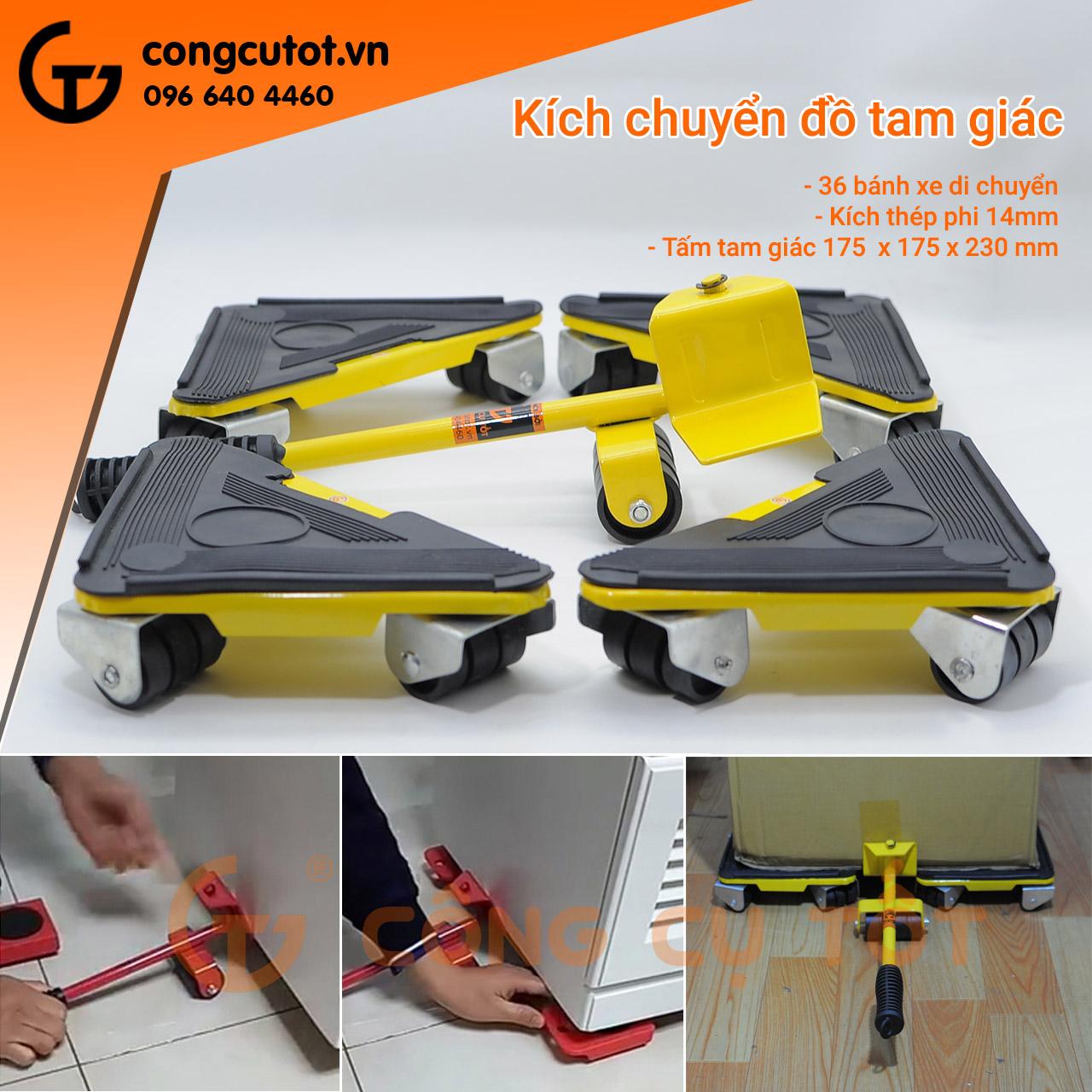 Bộ dụng cụ nâng và di chuyển đồ tam giác 40 bánh bằng sắt