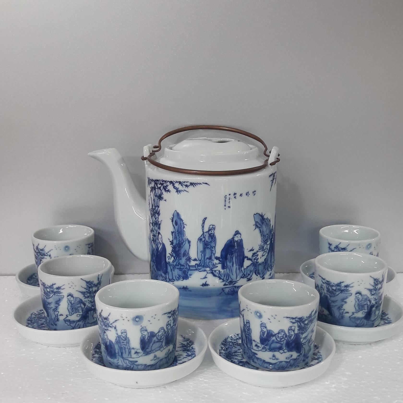 Bộ ấm tích cổ màu lam