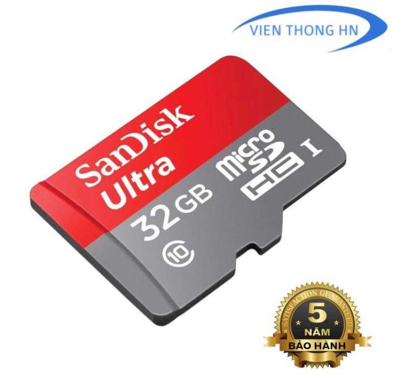 Thẻ nhớ MicroSDHC SanDisk Ultra 32GB Class 10 U1 80MB/s kèm adapter ( đỏ xám )