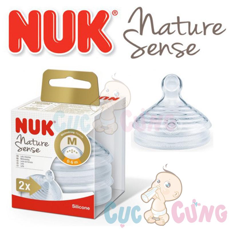 Ty bình sữa nuk cổ rộng silicone nature sense size 1m- 2 cái/vỹ nu21494