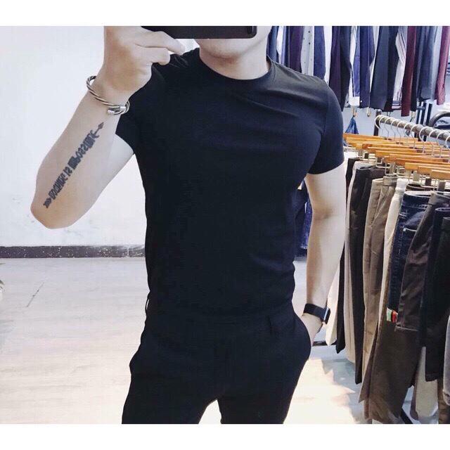 Áo thun nam trơn không cổ, Áo phông nam không cổ vải chống bai cực đẹp