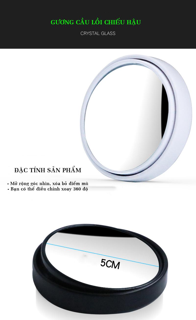 Bộ 2 gương cầu lồi chiếu hậu xóa điểm mù xe hơi 360 độ