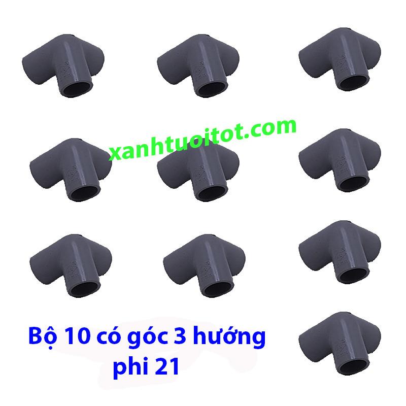 Co góc 3 hướng phi 21 nhựa PVC màu xám