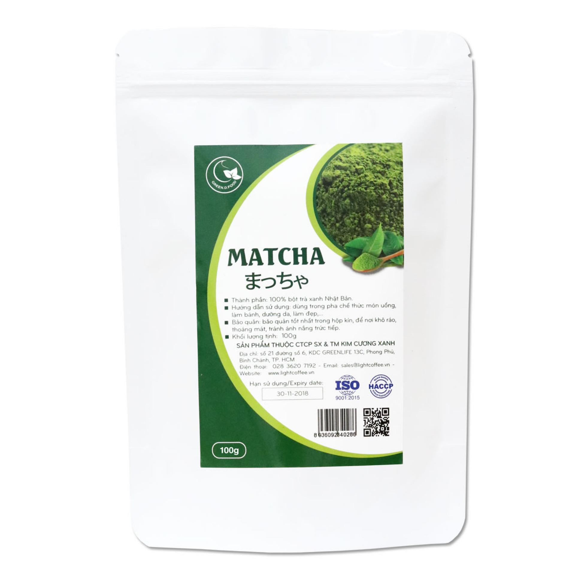Bột trà xanh nguyên chất nhập khẩu Nhật - GreenD Food - 100g