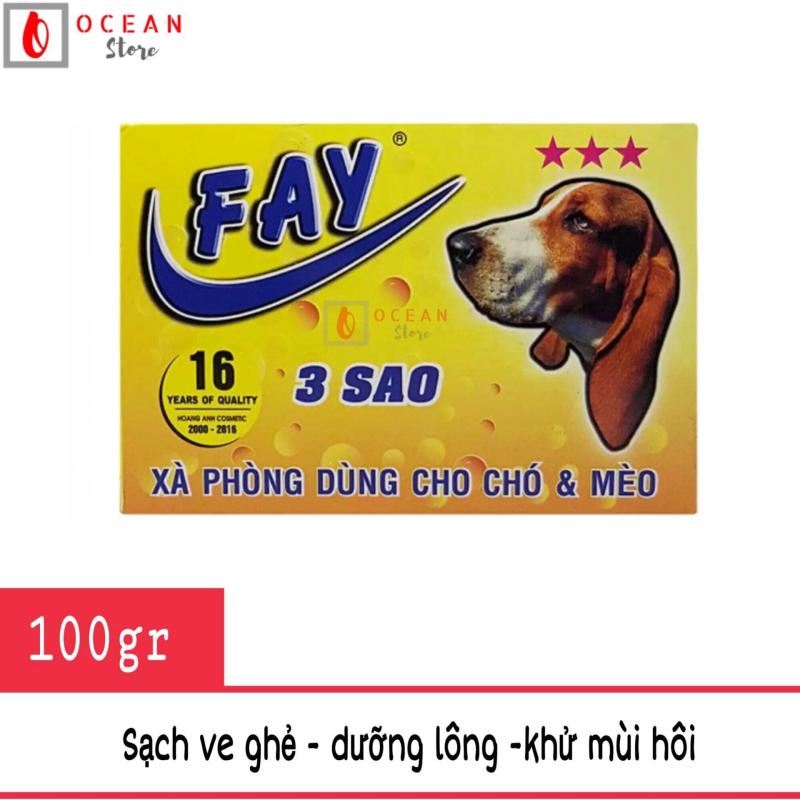 Xà phòng tắm trị ve ghẻ, dưỡng lông, khử mùi cho chó mèo - Fay 3 sao 100g