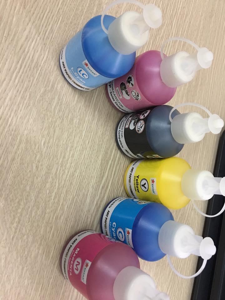 Bộ 6  mầu mực Pigment UV dùng cho máy in Ep.son T50-T60-L800-R1430-R1390 không phai