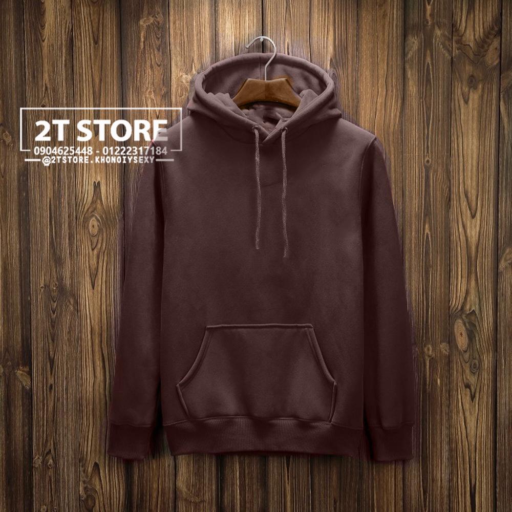 2T STORE ÁO KHOÁC HOODIE NỈ CÓ NÓN TRƠN MÀU nâu 2TAKN08001-4.jpg