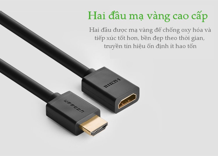 Dây nối dài HDMI 1.4 thuần đồng 19+1, dài 0.5-2M UGREEN HD107 Dây nối dài HDMI 1.4 thuần đồng 19+1, dài 0.5-2M UGREEN HD107