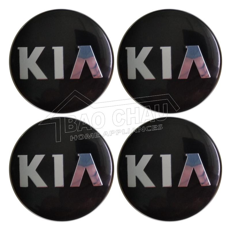 Bô 4 cái Logo chân gài chụp mâm bánh xe Ô tô dùng cho lazang KIA Morning, Picanto, Cerato, Rio, Carens M4KA1 (Đen)