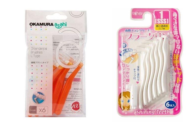 Combo Gói bàn chải kẽ răng cao cấp Nhật dạng chữ L - Okamura (Japan) và Bàn chải kẽ răng cao cấp Nhật dạng chữ L gói 6 chiếc- DR.POLIR (Japan)