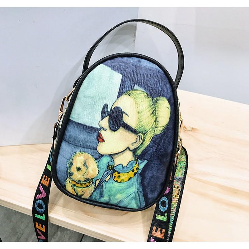 Túi đeo chéo mini hình cô gái chữ Love-TXN31 fstq1649