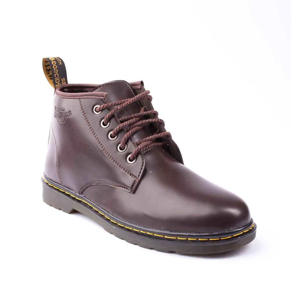 Giày dr nam cổ cao đế khâu da trơn nâu - giày boot nam m354-nau