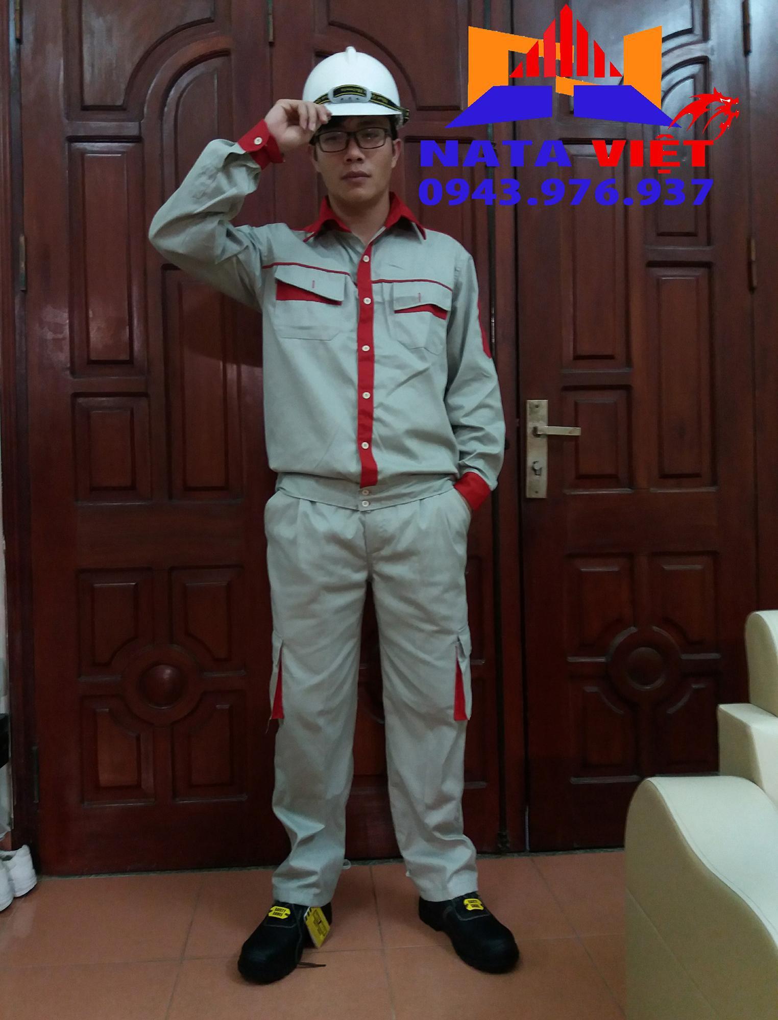 Quần áo bảo hộ lao động phối đỏ size 6